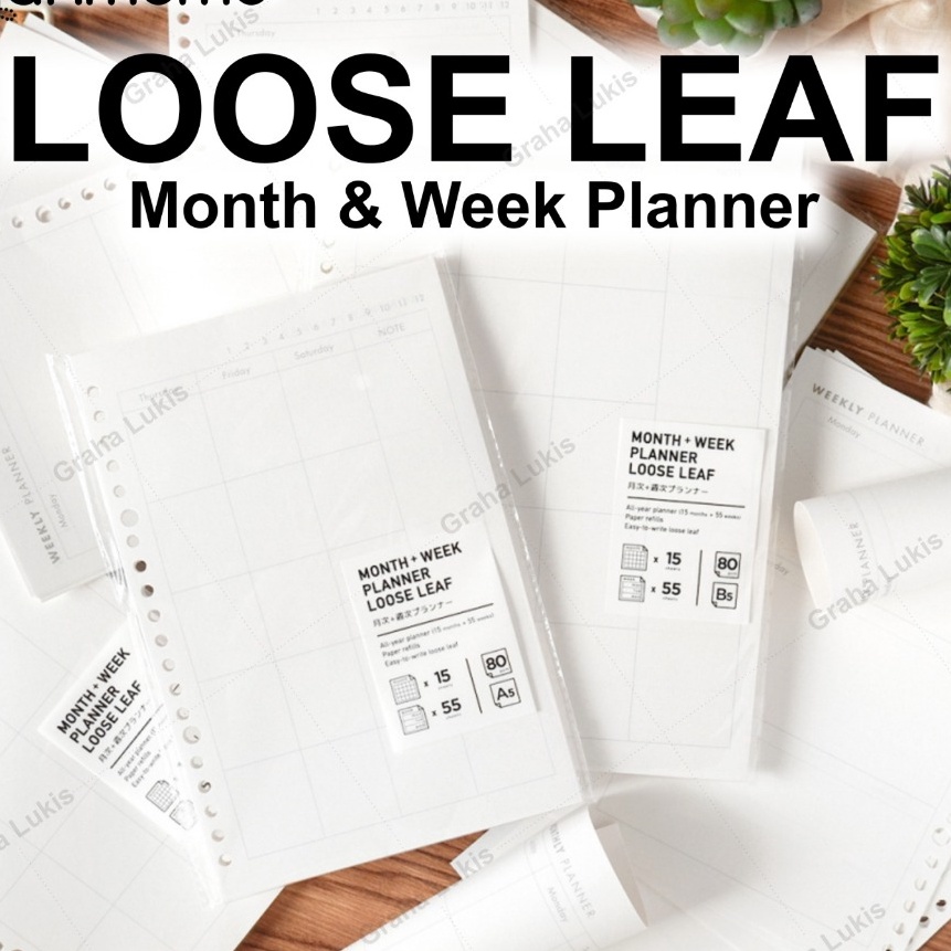 

Gila Panmomo Monthly and Weekly Planner Loose Leaf Refill isi binder