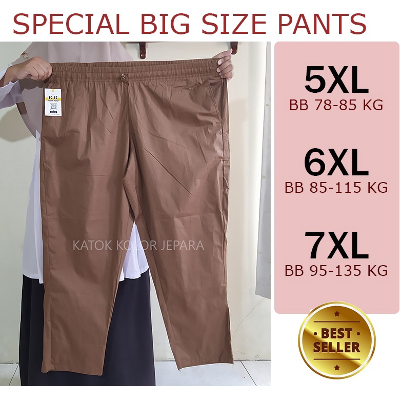 KODE L99X BAGGY NOBY PANTS JUMBO 5XL 6XL 7XL  Basic Pants Super Jumbo Celana Kerja Wanita Big Size  