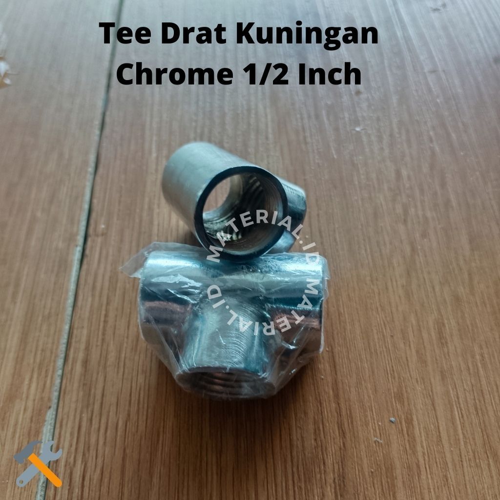 Tee drat dalam dalem kuning an di chrome size 1/2" . T Fitting Kuning an  TDD cocok untuk fitting Dr