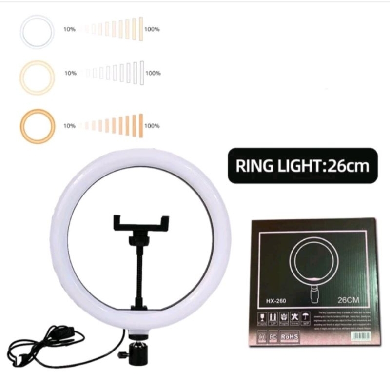 LAMPU RINGLIGHT SELFIE 26cm/ RING FILL LIGHT SELFIE LENGKAP HOLDER HP +BALL HEAD