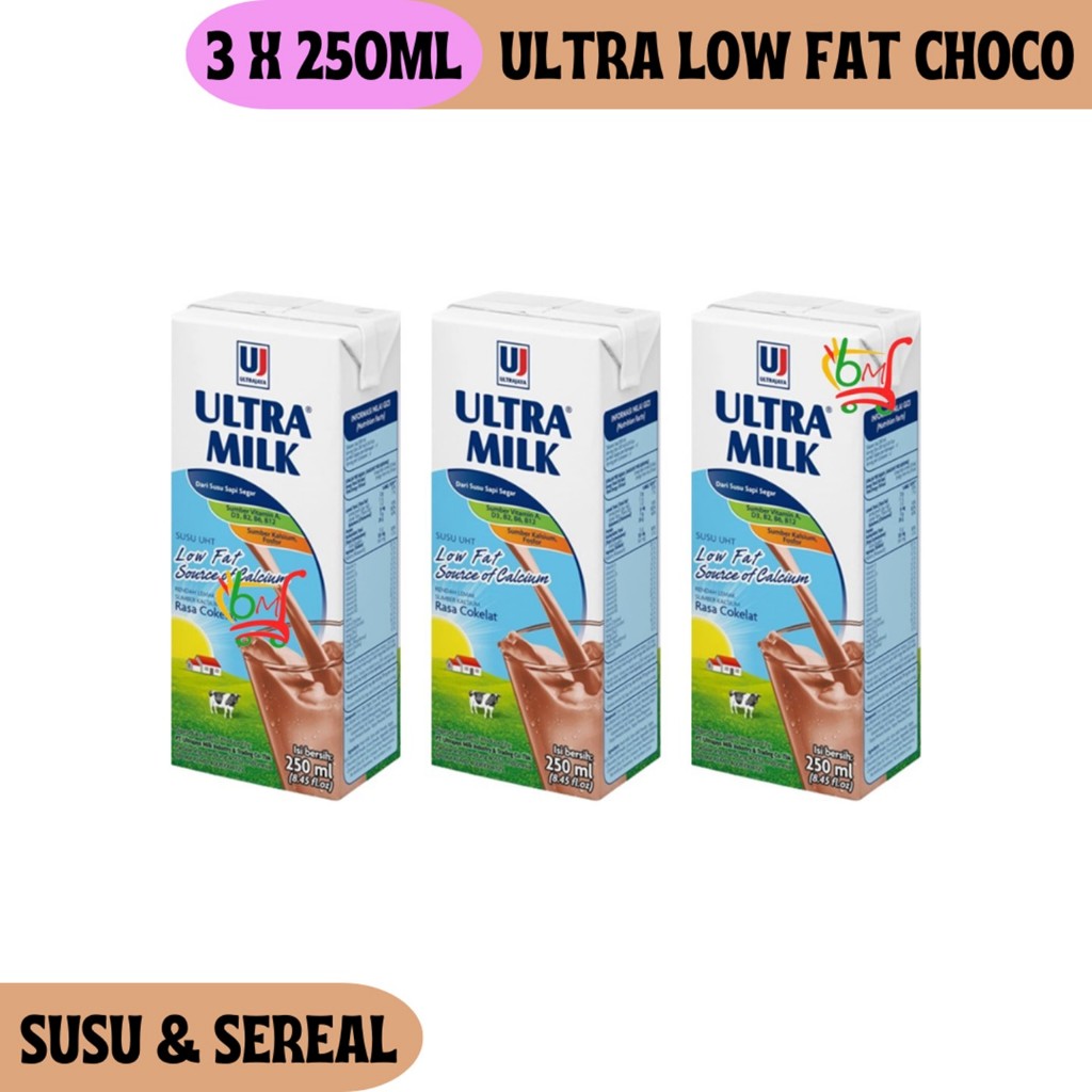 

3PCS Ultra UHT Low Fat Chocolate Susu Rendah Lemak