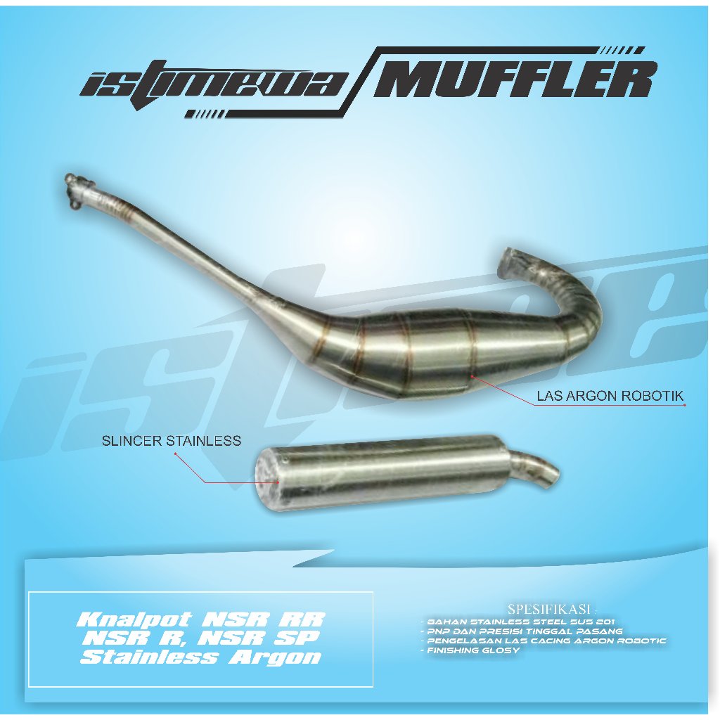 Knalpot NSR RR, NSR R, NSR SP Stainless Argon