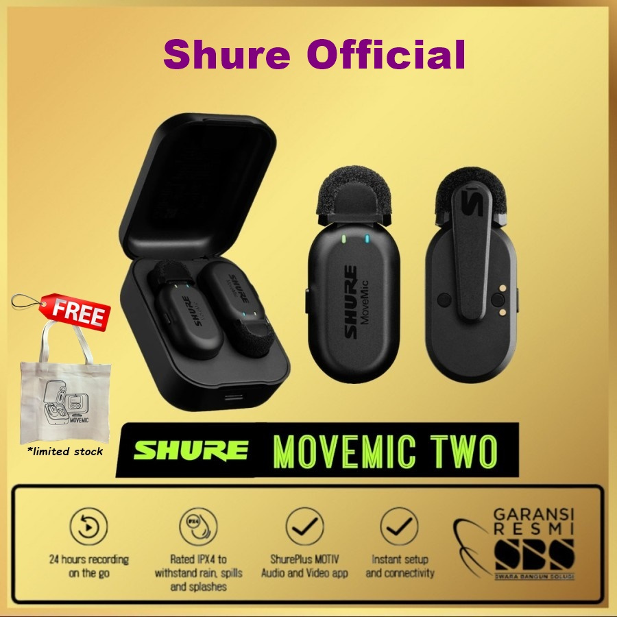 Shure MV-TWO MoveMic Two / Kit Channel Wireless Lavalier Microphones Move Mic
