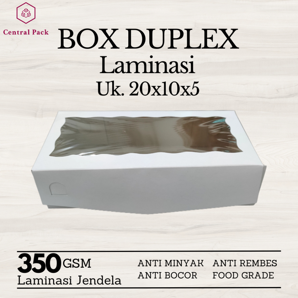 

Dus Kue Brownies Box Duplex Bukaan Samping Laminasi Jendela 20x10x5