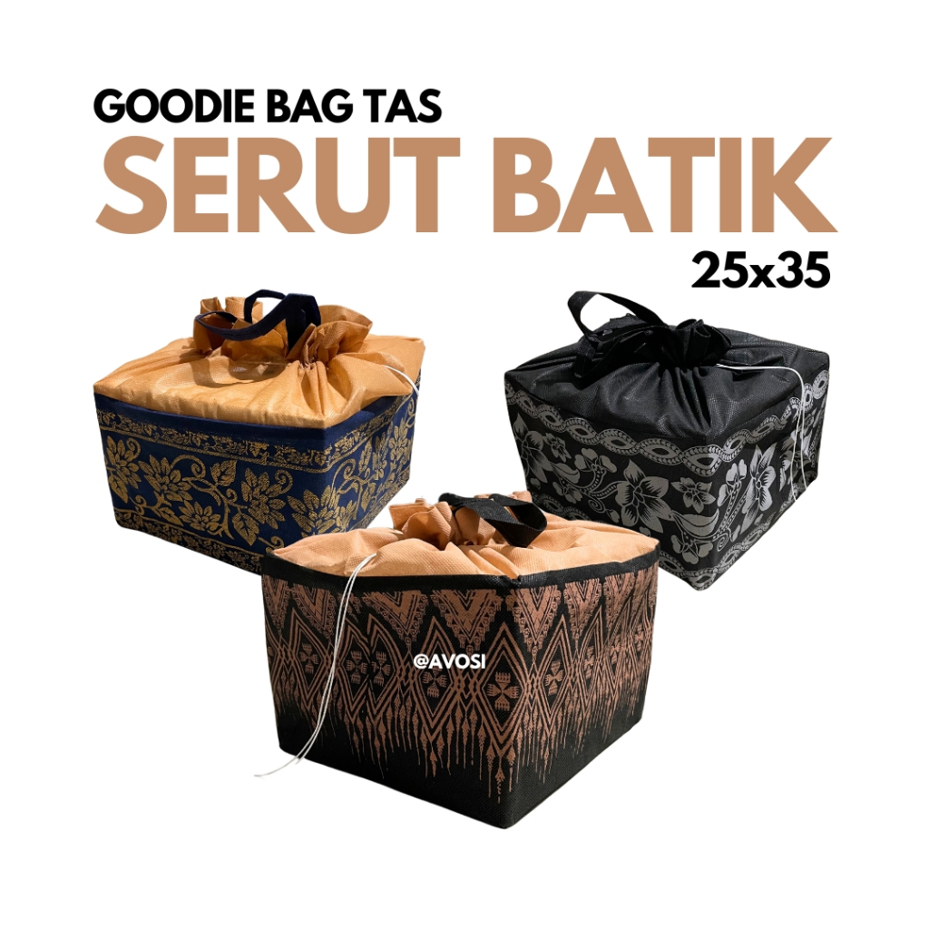 

Tas Serut Batik Spunbond / Tas hajatan / Tas Nasi Kotak / Tas kotak 22x22cm