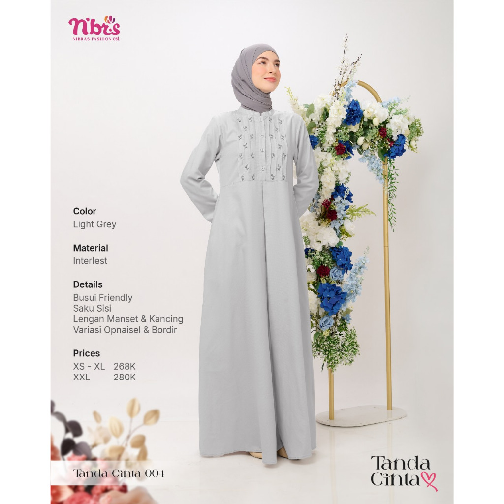 GAMIS NIBRAS TERBARU TANDA CINTA 004 / GAMIS POLOS BAHAN KATUN INTERLIST / GAMIS BORDIR SIMPLE