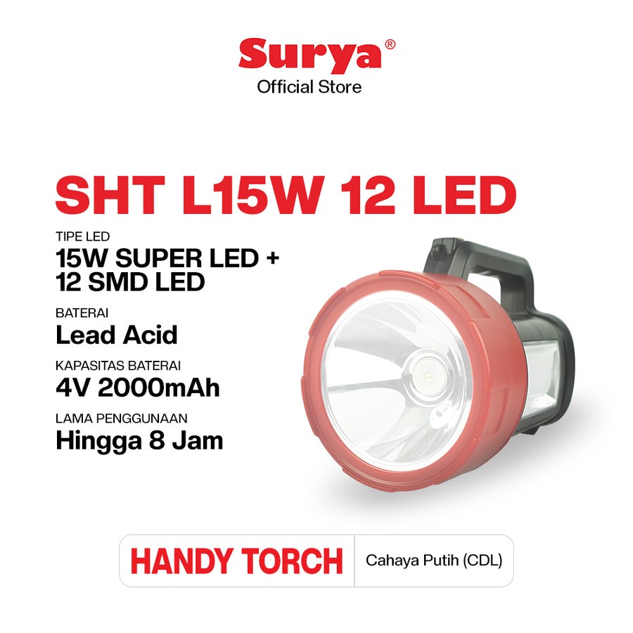 Senter LED SURYA Jumbo 15W 15 WATT SHTL15W Senter Besar SURYA SHT L15W 12 LED
