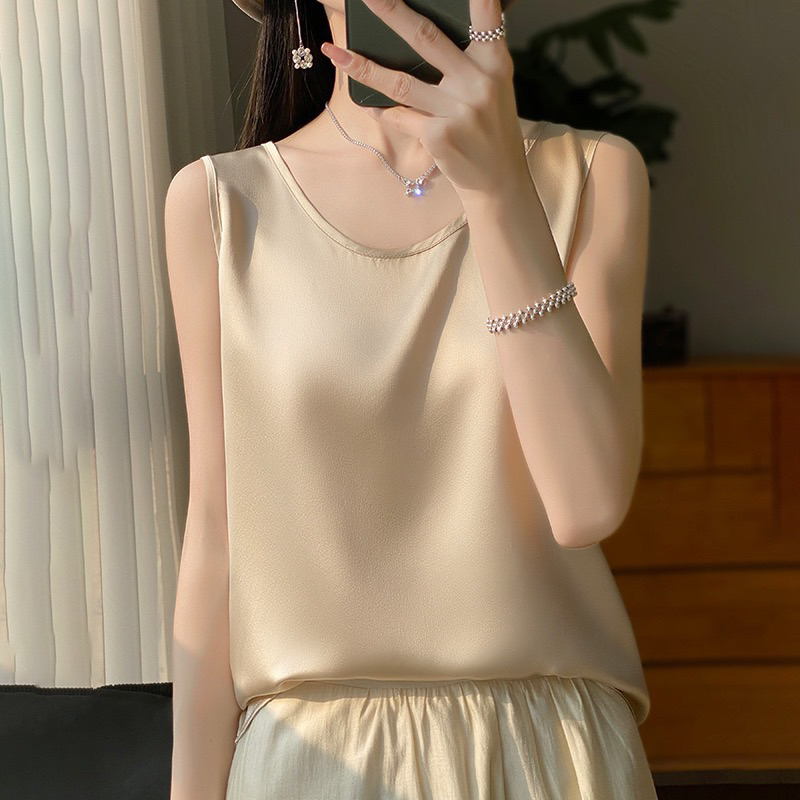 tank top satin leher oval (bisa request size jumbo big size xxxxl - exrea small ) ada resleting / at