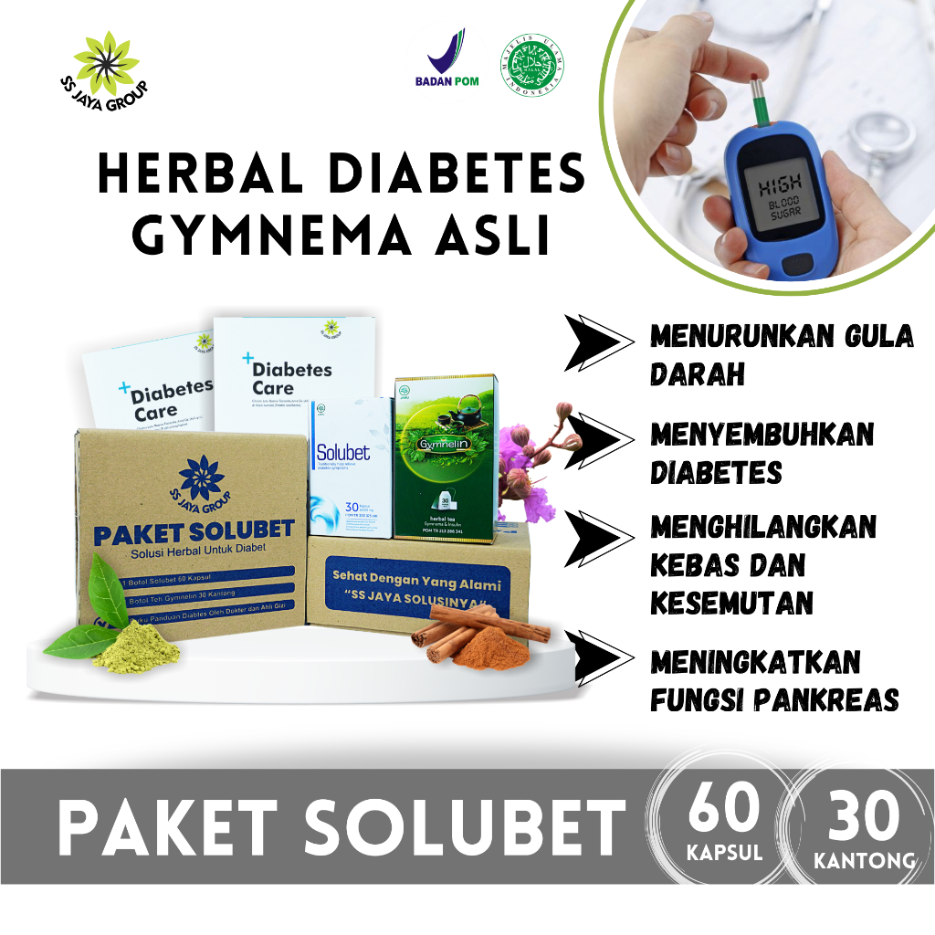 PAKET SOLUBET DIABETES SS JAYA GROUP Obat Diabetes / Obat Kencing Manis / Obat Gula Darah