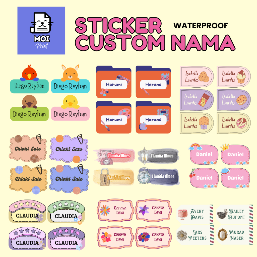 

Stiker Nama Custom / Stiker Nama Anak Lucu / Stiker Nama Murah / Label Nama Custom