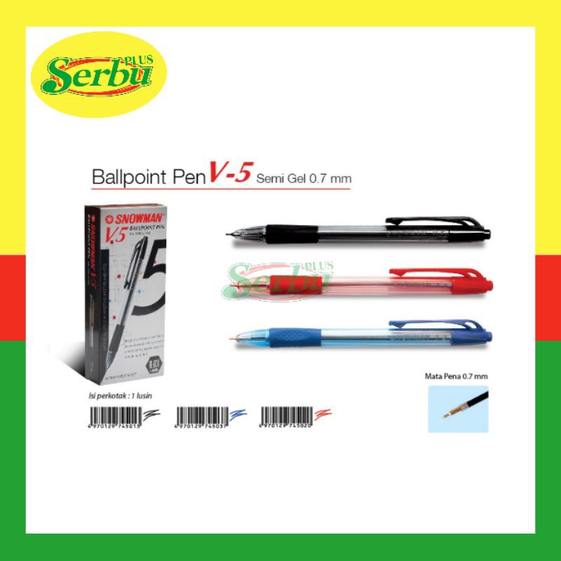 

Pulpen Snowman | Ballpoint Pen V-5 Semi Gel 0.7 mm