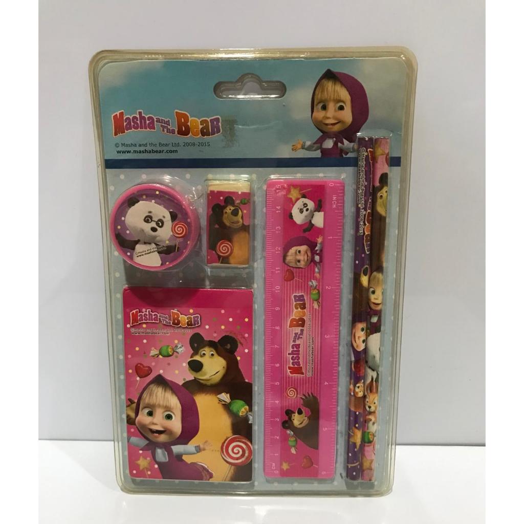 

STATIONERY SET MASHA AND THE BEAR ORIGINAL WARNA PINK 6 pcs