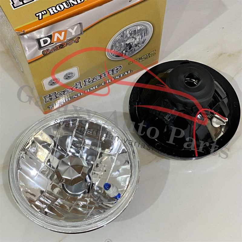 Headlamp head lamp lampu mobil motor bulat 7 inch crystal kristal