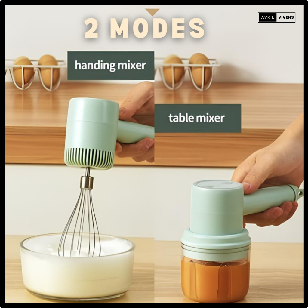 [AVV] Mini Chopper 3in1 USB Portable / Hand Mixer Wireless Charger / Pengocok Terlur Elektrik