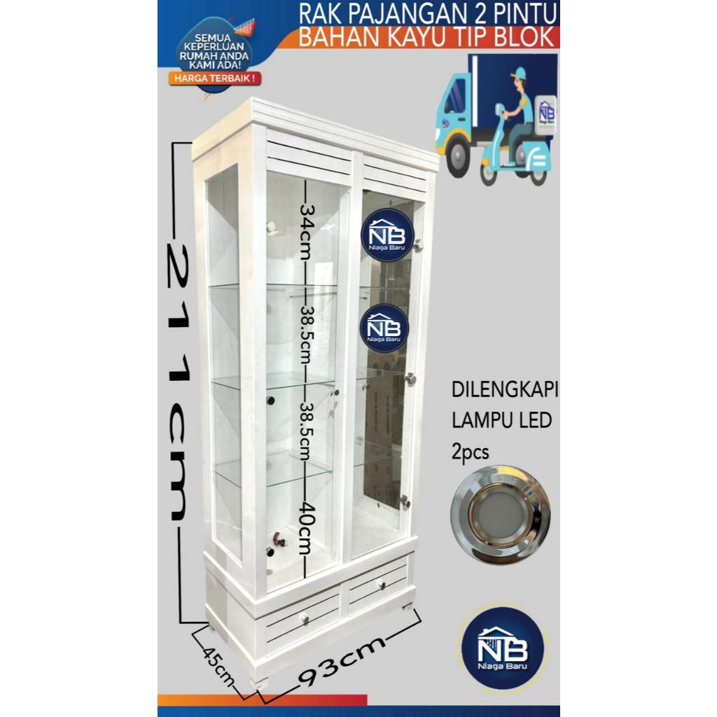 Lemari Pajangan Kaca 2 Pintu Rak Pajangan Kayu 2 Pintu KURIR TOKO KHUSUS BOGOR