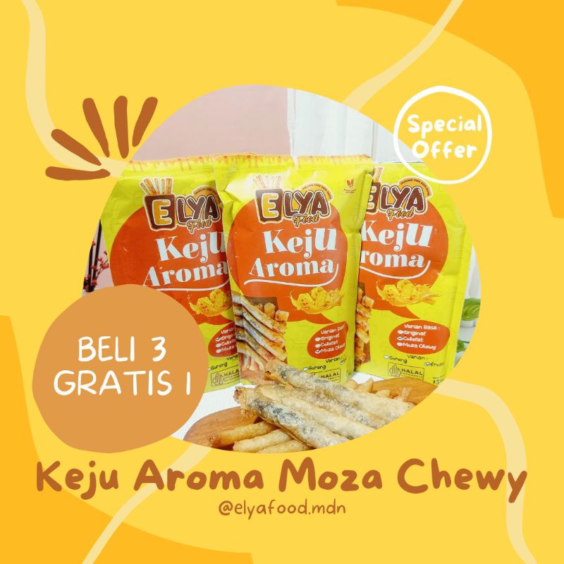 

(BELI 3 GRATIS 1) Keju Aroma Moza Chewy Isi 5 Kemasan Cantik Cheese Roll Stik Keju Frozen Termurah