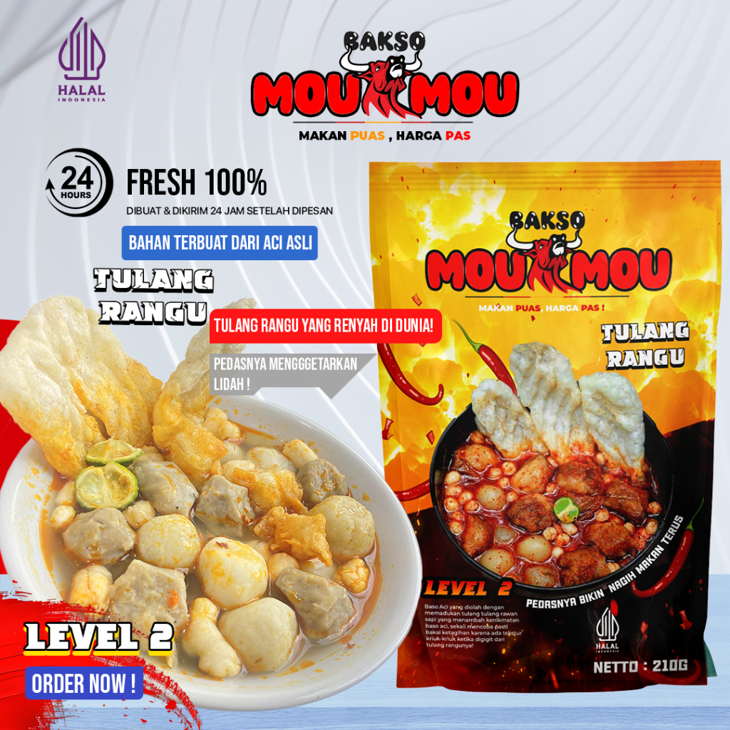 

（Bakso MouMou）Baso Aci Tulang Rangu Varian Pedas Level 2 Boci Halal Makanan Frozen Murah Premium