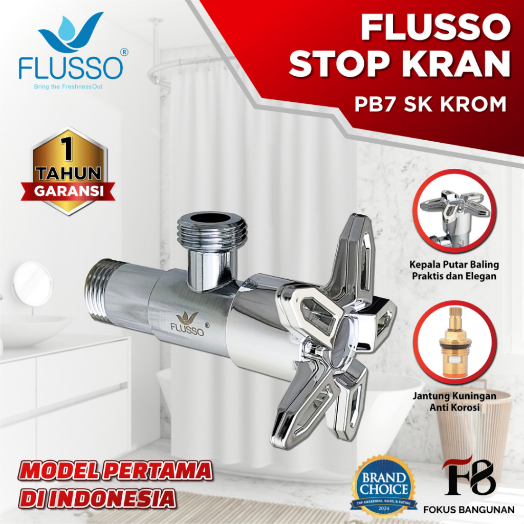 Flusso Stop Kran Air Sambungan Kran Kloset Wastafel 2213