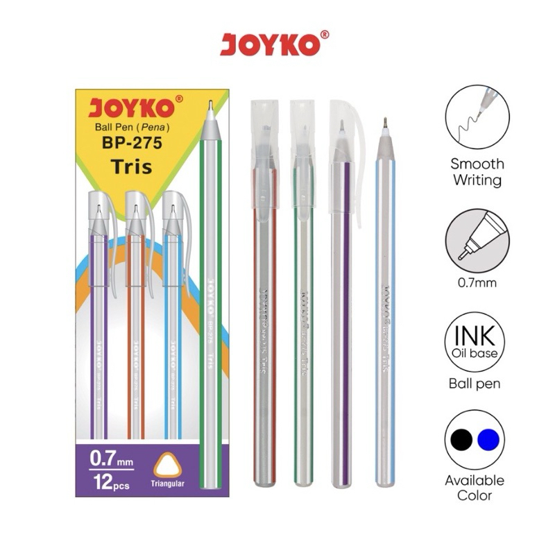 

JOYKO Pulpen | Ball Pen Pulpen Pena Joyko BP-275 - 0.7 mm | 1BOX Isi 12Pcs