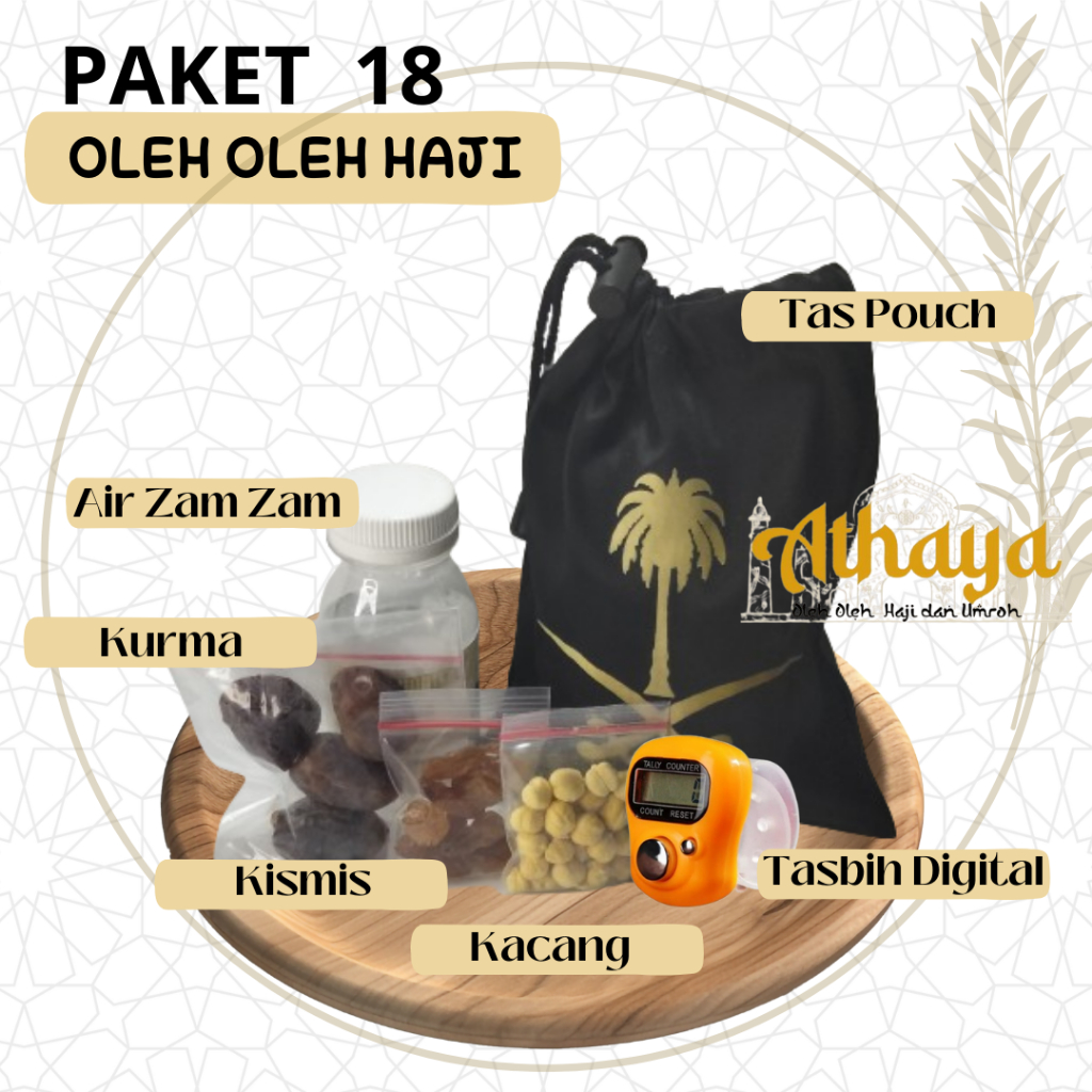 

Paket 18 Pouch Oleh-oleh haji dan umroh/Pasuhe+Tasbih digital
