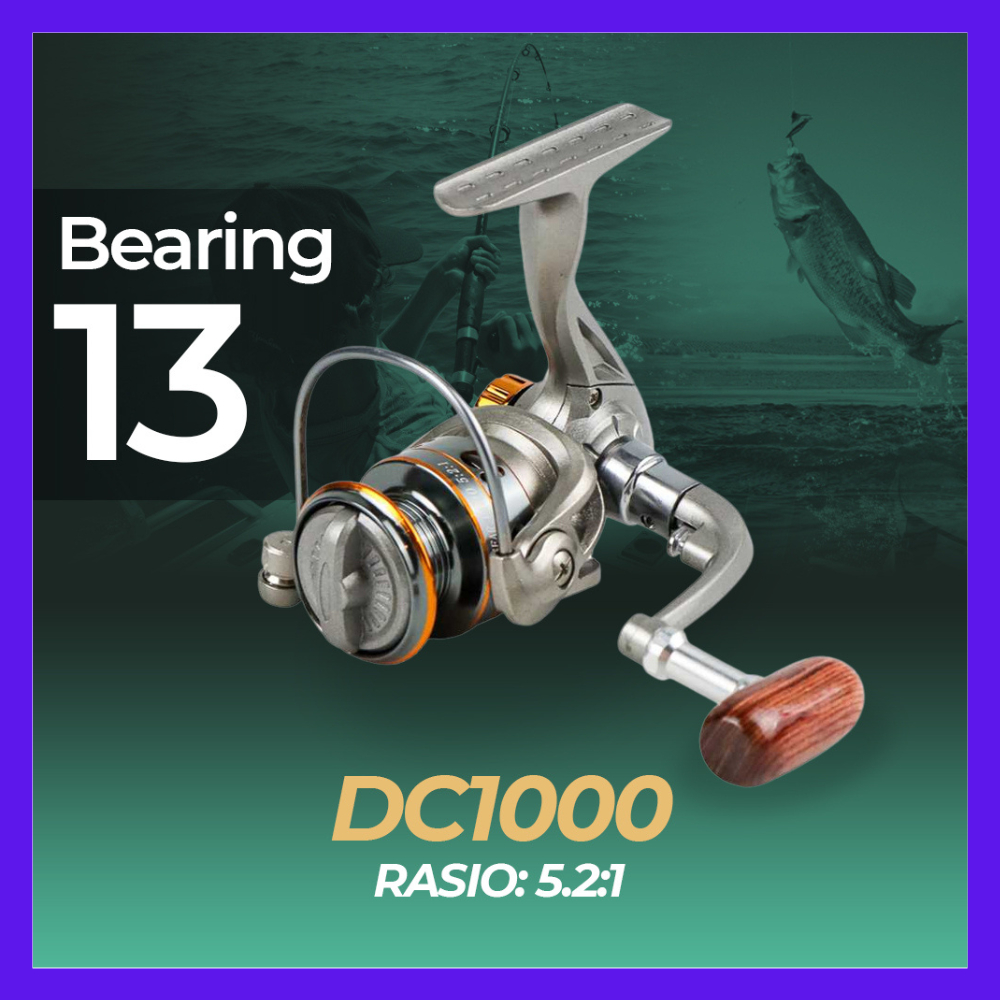 Reel Pancing Spinning Fishing 13 Ball Bearing 5.2:1 DC1000 - Gray Rel Ril Rill Real Reel Pancing