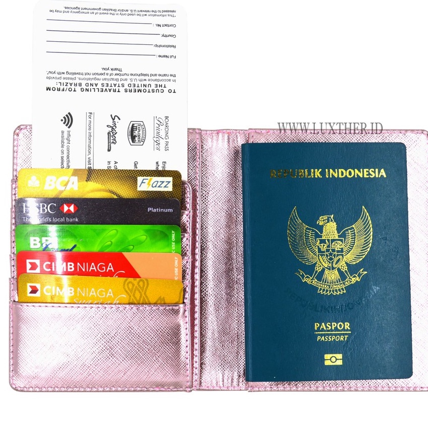 Terlaris LUXTHER  Passport Flip Metalic  Passport Cover  Tempat Passport  Passport  Dompet kartu  ta