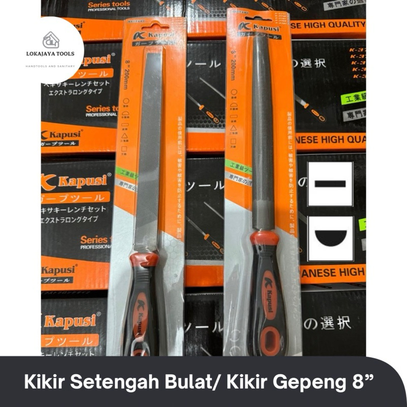 Kikir Besi Plat Kapusi Setengah Bulat 8 Inch (Panjang 20 cm) Besar / Kikir Gepeng Steel File K-3746
