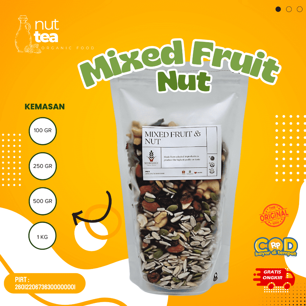 

Mixed Fruit & Nut 500gr - Campuran Kacang dan Buah Kering / Diet / Sehat / Bergizi