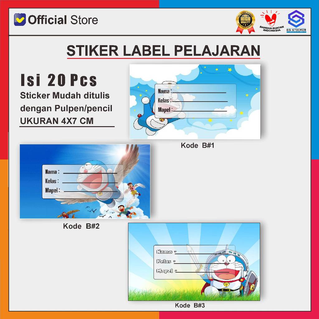 

Stiker Mapel - Label Buku Pelajaran Sekolah - Stiker mata pelajaran Doraemon Isi 20 pcs