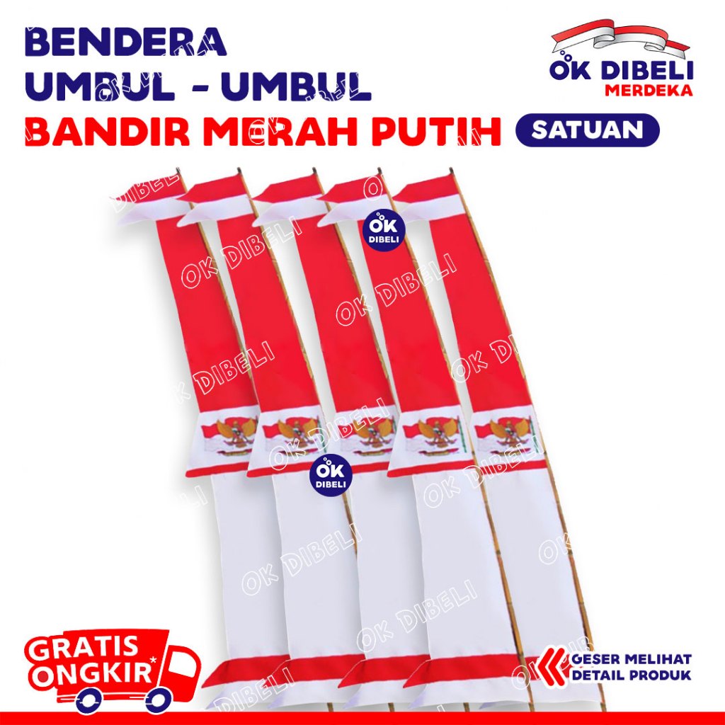 Umbul-Umbul Bandir Merah Putih Sablon Garuda