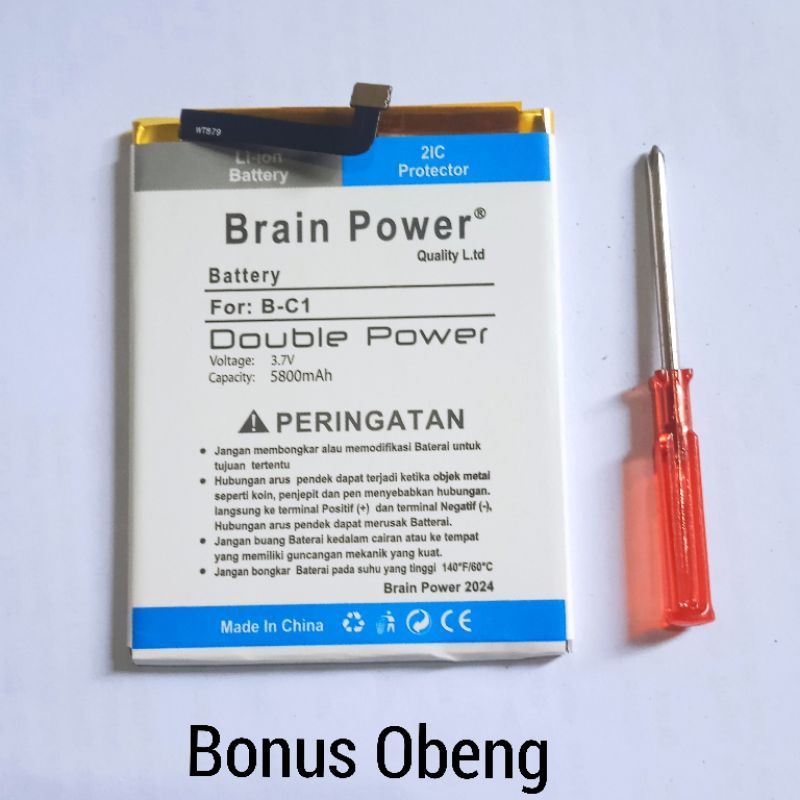 batre batre brain power vivo Y53 vivo Y53i vivo 1606 bonus obeng batre brain power 5800 mah double p