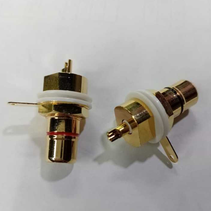 Soket RCA Tiffany Solid GOLD USA/Taiwan, untuk input Preamp-Power Amp, output Preamp