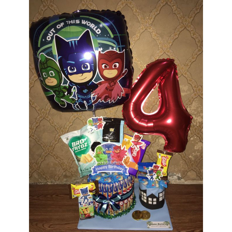 

pj mask Snack tower, Snack tower ulangtahun, Snack tower custom