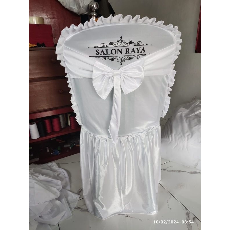 Sarung kursi Napolly Pakai Pita dan Sablon/Sarung Kursi Plastik kain Abutay