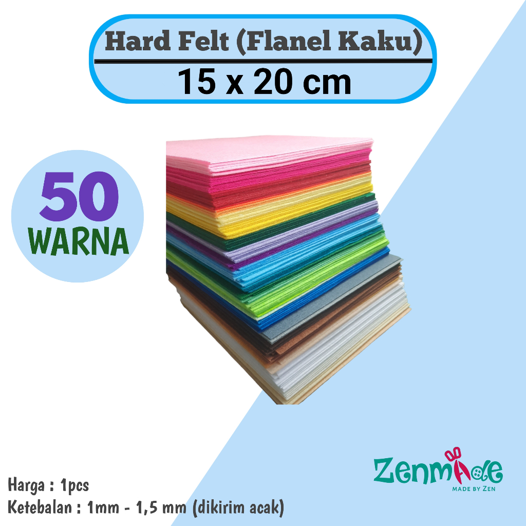 Hard Felt 15x20cm (Stiff Felt) Flanel Kaku • Non Woven Embroidery Felt • Premium Busybook