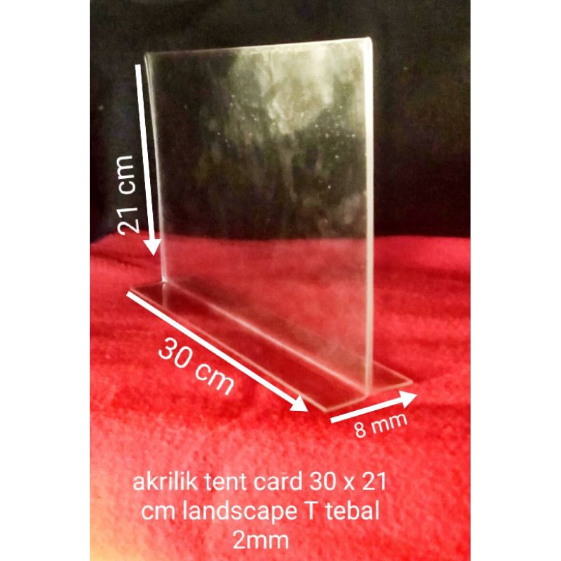 

akrilik tent card tempat brosur A4 uk 21 x 30 cm model landscape T tebal 2 mm