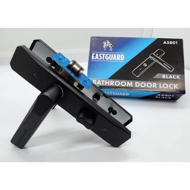 HANDLE GAGANG KUNCI PINTU KAMAR MANDI TOILET FULL SET WARNA HITAM