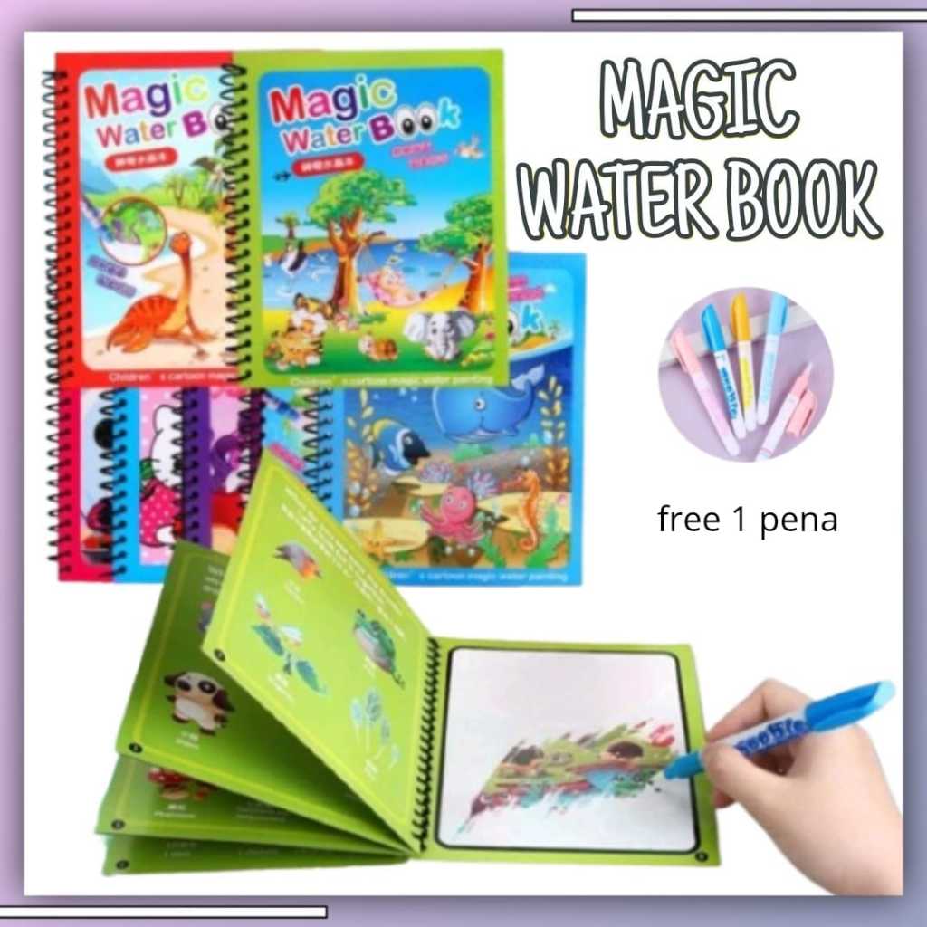 

Magic Water Book | Buku Mewarnai Air Magic Water Drawing Painting Book | Buku Gambar