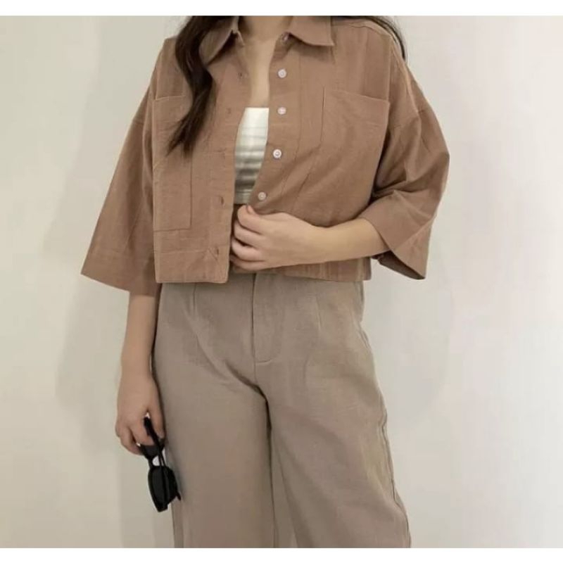 BAJU ATASAN WANITA LENGAN PANJANG / Kemeja crop Kemeja wanita kekinian