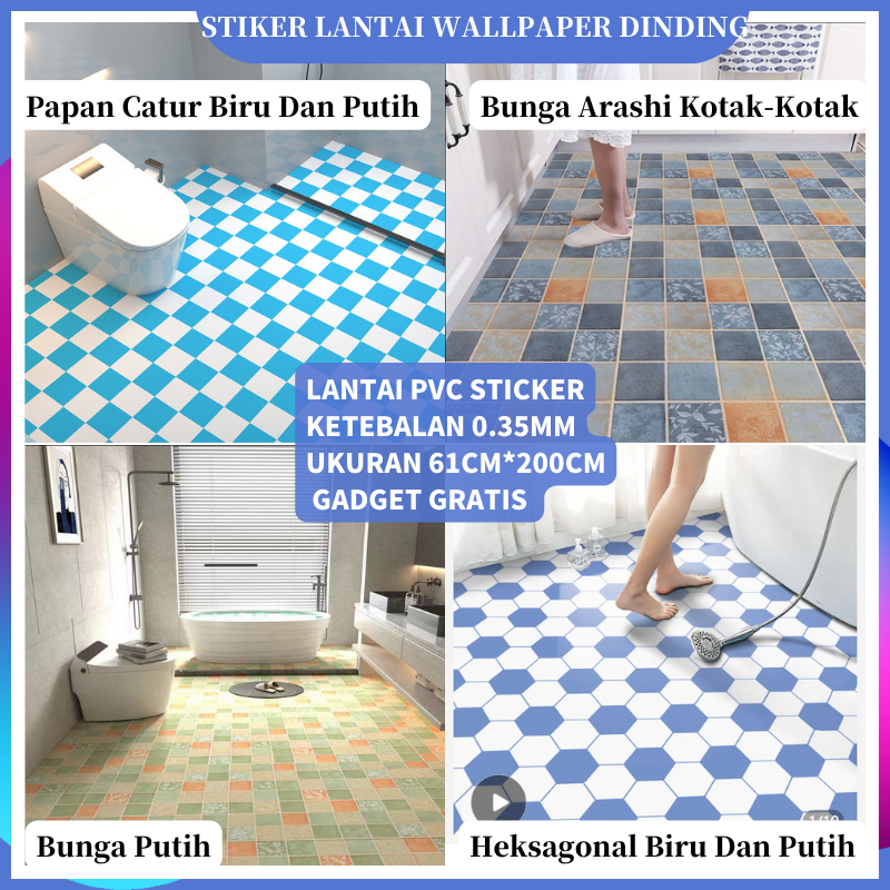 Sticker Lantai Dinding Motif 2meter Perekat Wallpaper Kamar Mandi Dapur Ruang Tamu Kamar Tidur Bahan