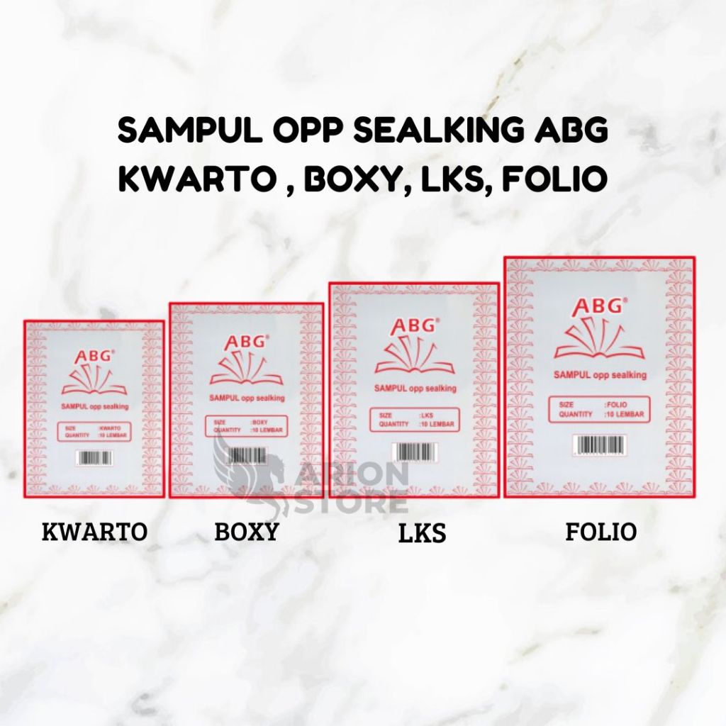 

[ARION STORE] Sampul Buku Plastik / Sampul ABG Opp Sealking Kwarto ,Boxy ,Lks ,Folio (ISI 10 LBR)