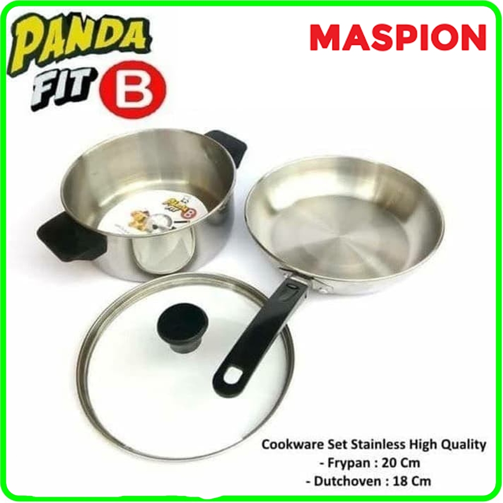 PANCI SET MASPION/PAN MASPION Panda FIT A/ FIT B Set Sauce Pan 16 Cm  Fry Pan 20 Cm