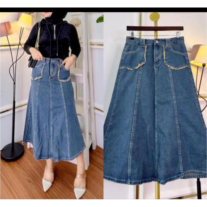 ROK JEANS IMPORT BLACK//FHASION WANITA KEKINIAN/ MODEL TERBARU 2021/JEANS STRECT
