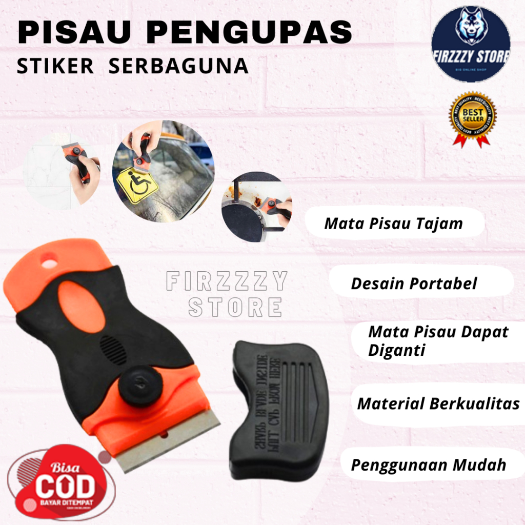 

Pisau Pengupas Stiker Serbaguna Scraper Knife for Car Sticker - Orange