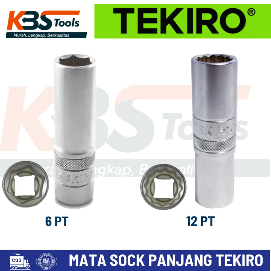 TEKIRO Kunci Sok Panjang 22 mm Mata Sock Long Deep Wall 1/2" 6 PT 12 PT 22mm