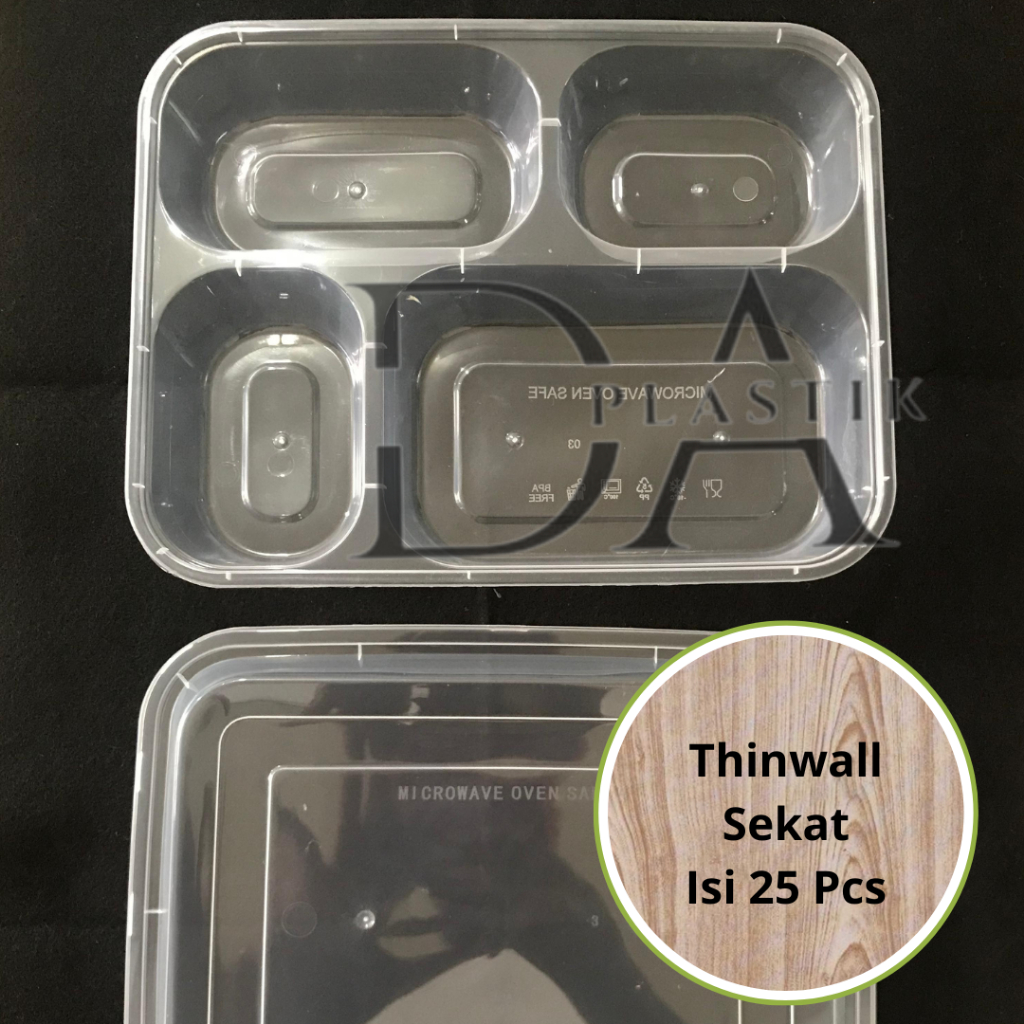 Thinwall Sekat 4 Kotak Makan Plastik Sekat Thinwall Bento