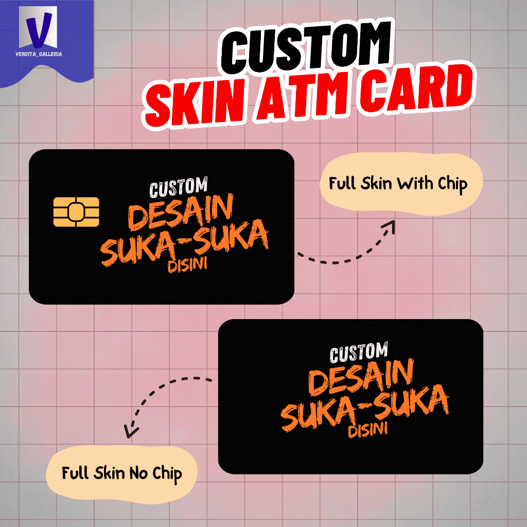 

Sticker Garskin Card - CUSTOM DESAIN - Skin Kartu Atm - Laminating DIngin (Glosy) Stiker Atm