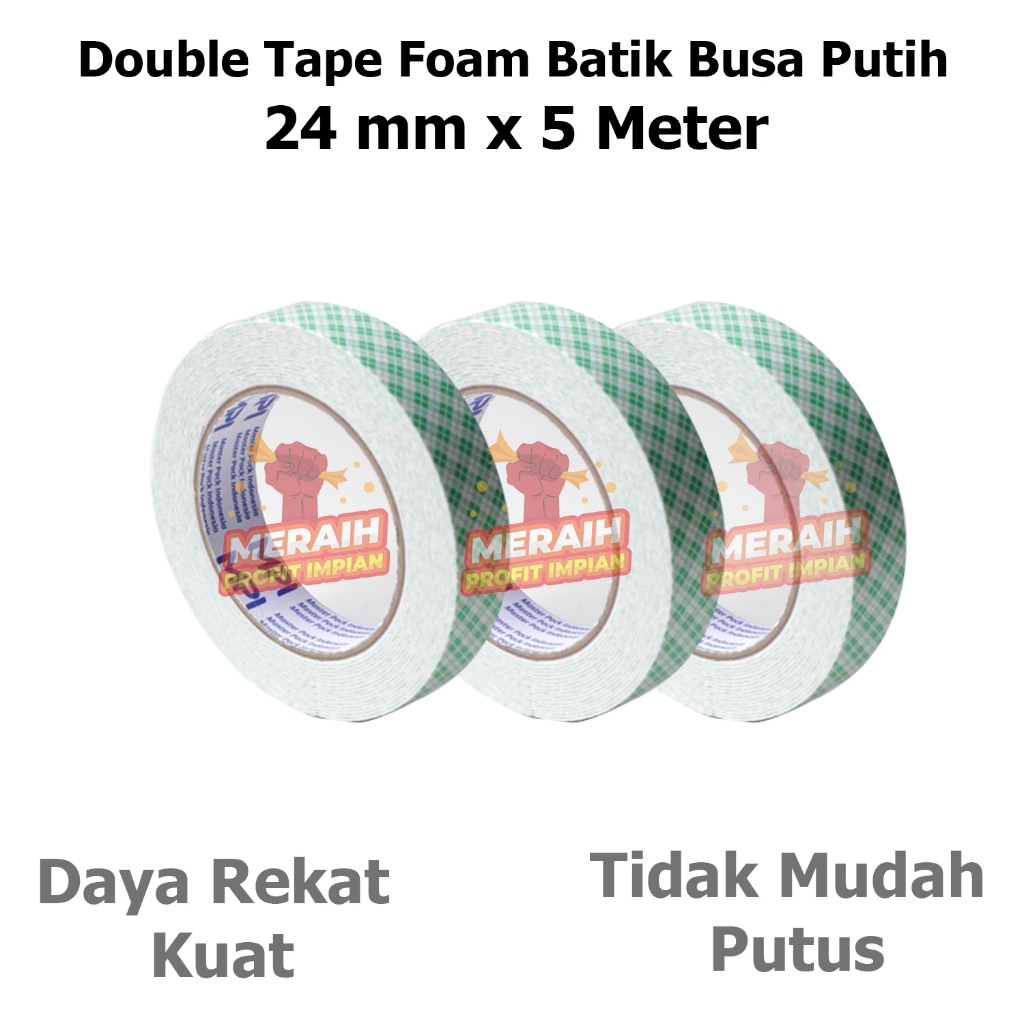 

3 PCS - Double Tape Foam Batik Busa Putih MPI 24 mm x 5 Meter