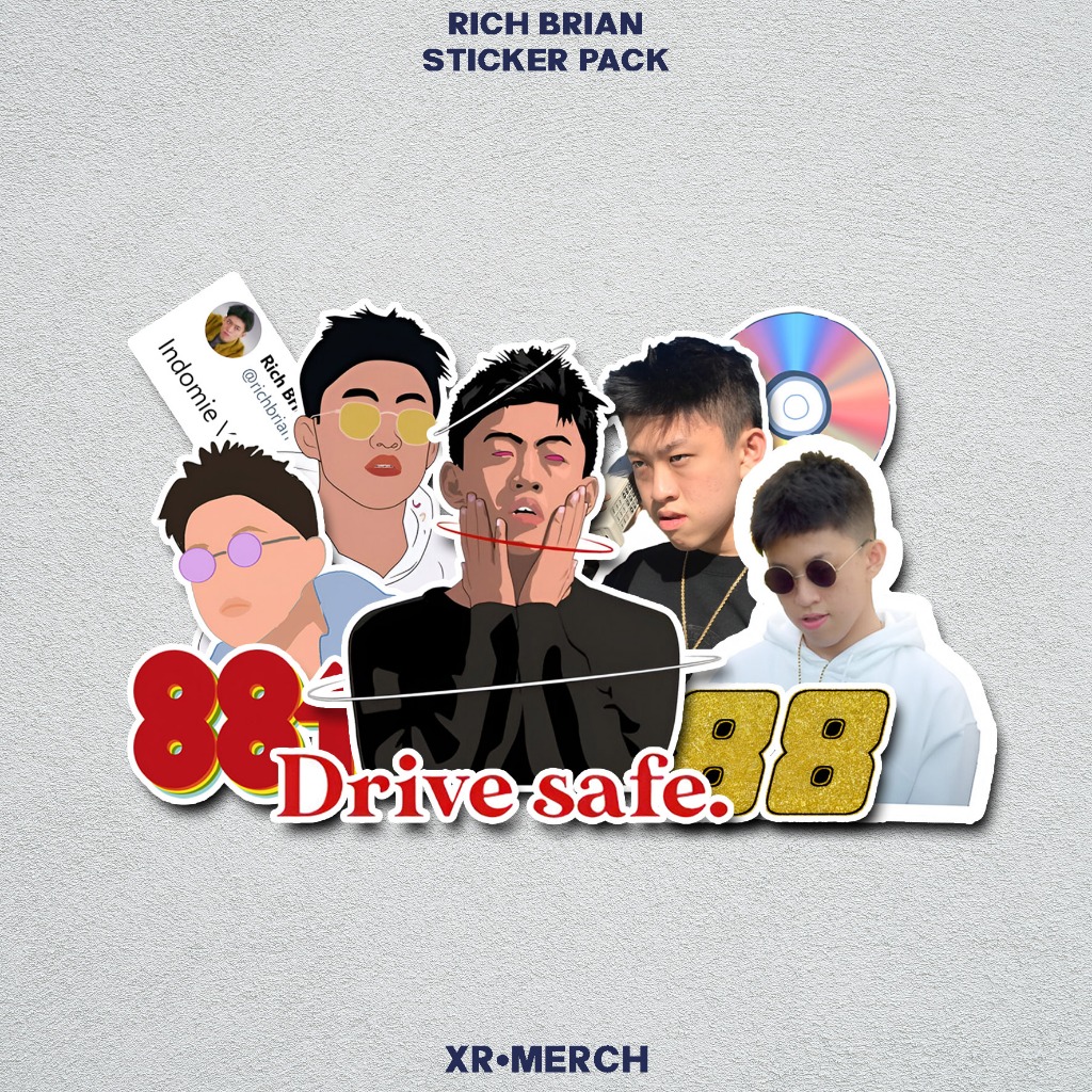 

Sticker Aesthetic Rich Brian 88 Rising Waterproof Anti Air | Stiker Laptop Casing HP Helm Gitar Tumbler