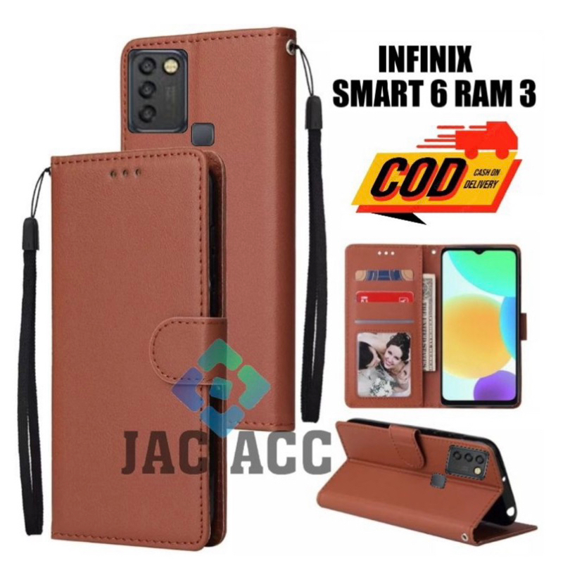 FLIP CASE HP PREMIUM UNTUK HP INFINIX SMART 6 RAM 3 LEATHER FLIP CASE PREMIUM UNTUK HP INFINIX SMART